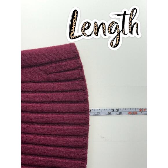 Express Ribbed Zip Front Sweater M Burgundy Stretch Long Sleeve Knit Top - Picture 13 of 13